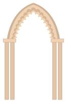 Beautiful beige and brown arch with columns on white background, flat vector isolated on white