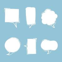 collection set of blank  black and white hand drawing speech bubble balloon, think speak talk text box, banner, flat vector illustration design