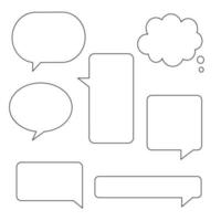 collection set of hand drawn line frame border,blank speech bubble balloon square shape, think, speak, talk, text box, banner, flat design vector illustration