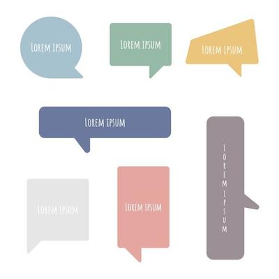 collection set of colorful pastel color, speech bubble balloon, think, speak, talk, text box, banner, flat design vector illustration