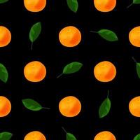 Seamless pattern with illustration of oranges on a black background vector