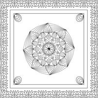 adorno de flores de círculo blanco y negro, diseño de encaje redondo ornamental.cojín con decoración de patrones de mandalas, papel, azulejos, textiles, alfombras y almohadas. diseño de bufanda fondo de mandala dibujado a mano. vector