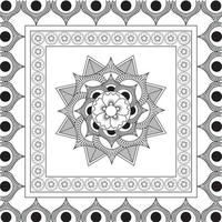 Circular pattern in form of mandala with flower for Henna, Mehndi, tattoo, decoration. Decorative ornament in ethnic oriental style. Coloring book page vector