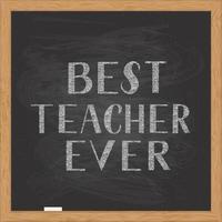 Best Teacher Ever hand written on chalkboard with wooden frame. Easy to edit vector template for Teachers Day typography poster, banner, flyer, greeting card, postcard, party invitation, etc