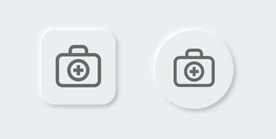 Doctor bag line icon in neomorphic design style. Medicals kit signs vector illustration.