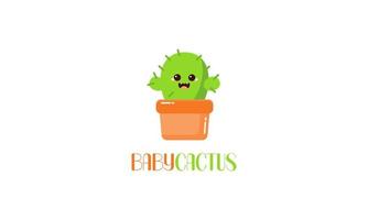 linda caricatura de pequeña ilustración de cactus feliz vector