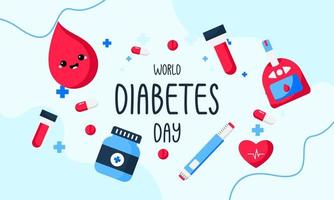 ilustración dibujada a mano del día mundial de la diabetes vector