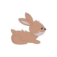 Happy Easter Bunny. Cute little cartoon rabbit. Vector print illustration for kids.