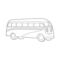 Coloring book for kids, cartoon bus. Vector isolated on a white background.