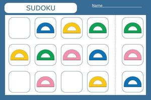 Sudoku game for children with  colorful supplies. Kids activity sheet . vector