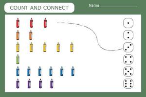 Counting Game for Preschool Children.  Count how many  markers vector