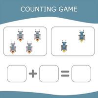 Educational game for children, kids. . Game learning math, counting game. Vector illustration for print, page