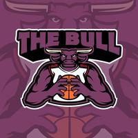 diseño del logotipo de la mascota del equipo de baloncesto de toro vector