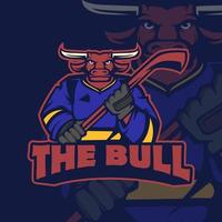 Bull Hockey Team Mascot Logo Design vector