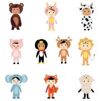 cute kid wearing animal costume cartoon clipart element for decoration in your artwork or worksheet vector