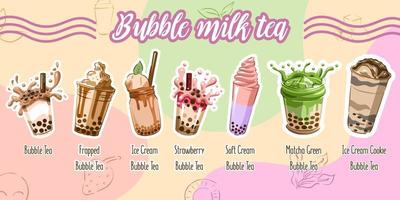 bubble tea vector set colección gráfico clipart diseño