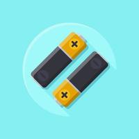 Vector illustration of a pair of batteries, items for electrical devices on a light blue background in a flat design style