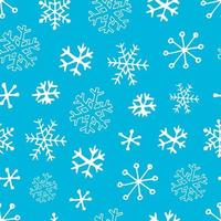 Seamless pattern from snowflakes. Hand-drawn illustrations in line art and doodle style. Creation of design for New Year, winter, Christmas vector