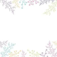 Abstract background colorful border flower and branch isolated white vector