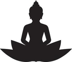 Silhouette of Buddha Vector in Flat Style