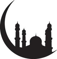 Silhouette of a Mosque Tower Vector in Flat Style