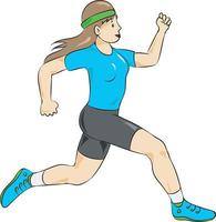 young athlete girl running on the track vector
