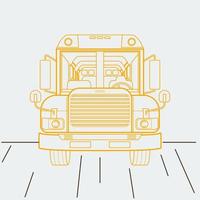 Editable Front View School Bus Vector Illustration in Outline Style for School and Education or Transportation Related Design