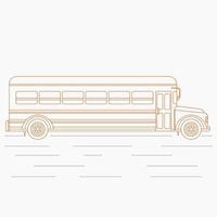 ilustración de vector de autobús escolar de vista lateral editable en estilo de contorno para la escuela y la educación o el diseño relacionado con el transporte