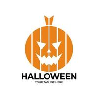 Halloween Logo for your design with hand drawn pumpkin vector illustration. This illustration can be used as a greeting card, poster or print