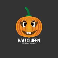 Halloween Logo for your design with hand drawn pumpkin vector illustration. This illustration can be used as a greeting card, poster or print