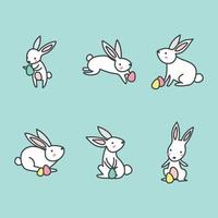 Cute Bunnies with Eggs for Easter Time vector