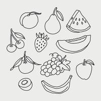 frutas garabateadas realistas en negro vector