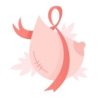 Women's breasts with a sutured incision in honor of breast cancer day vector