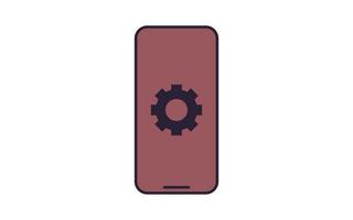 Cogwheel and smartphone flat vector illustration.