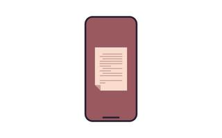 Document on smartphone and paper scan flat vector illustration.