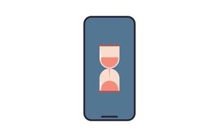 Hourglass and sandglass flat vector illustration.