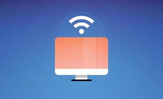 Monitor and wireless connection flat vector illustration.