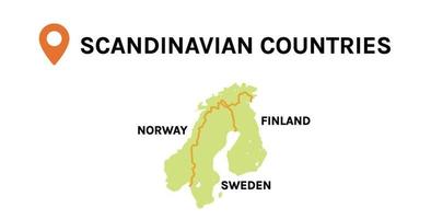 Scandinavian map and country flat vector illustration.