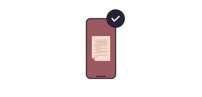 Check mark on smartphone and confirmation flat vector illustration.