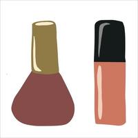 Two cosmetic containers for nail polish. Women's fashion product. Hand-painted nail polish. Fashion and style. Isolated object. Illustration on an isolated white background. vector
