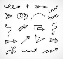 Vector set of hand drawn arrows, elements for presentation