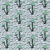 Mushroom with abstract wave effect seamless vector pattern. Design for use background Textile all over fabric print wrapping paper and others.