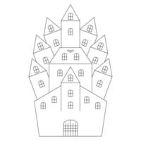 Castle Sketch Mysterious house Residence of Count Dracula The emblem is a bat  An ancient building with towers vector