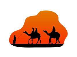 paseo en camello por la tarde vector