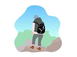 hombre de aventura de montaña de diseño plano vector