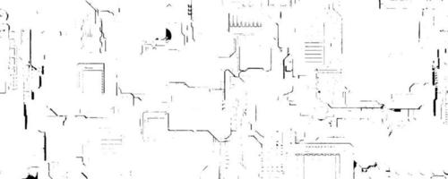 Worn print electronic panel circuit board background. Old lines with traces chips and cooling radiators. Techno device for entrance activation and vector protection