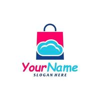 Cloud Shop Logo Design Template. Shop logo concept vector. Creative Icon Symbol vector