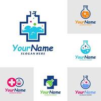 Set of Health Lab Logo Design Template. Health Science logo concept vector. Creative Icon Symbol vector