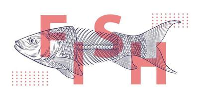 line hand drawn fishbone vector illustration