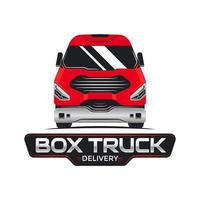 Business logo logistic truck design. Express cargo delivery company template idea front side truck illustration vector